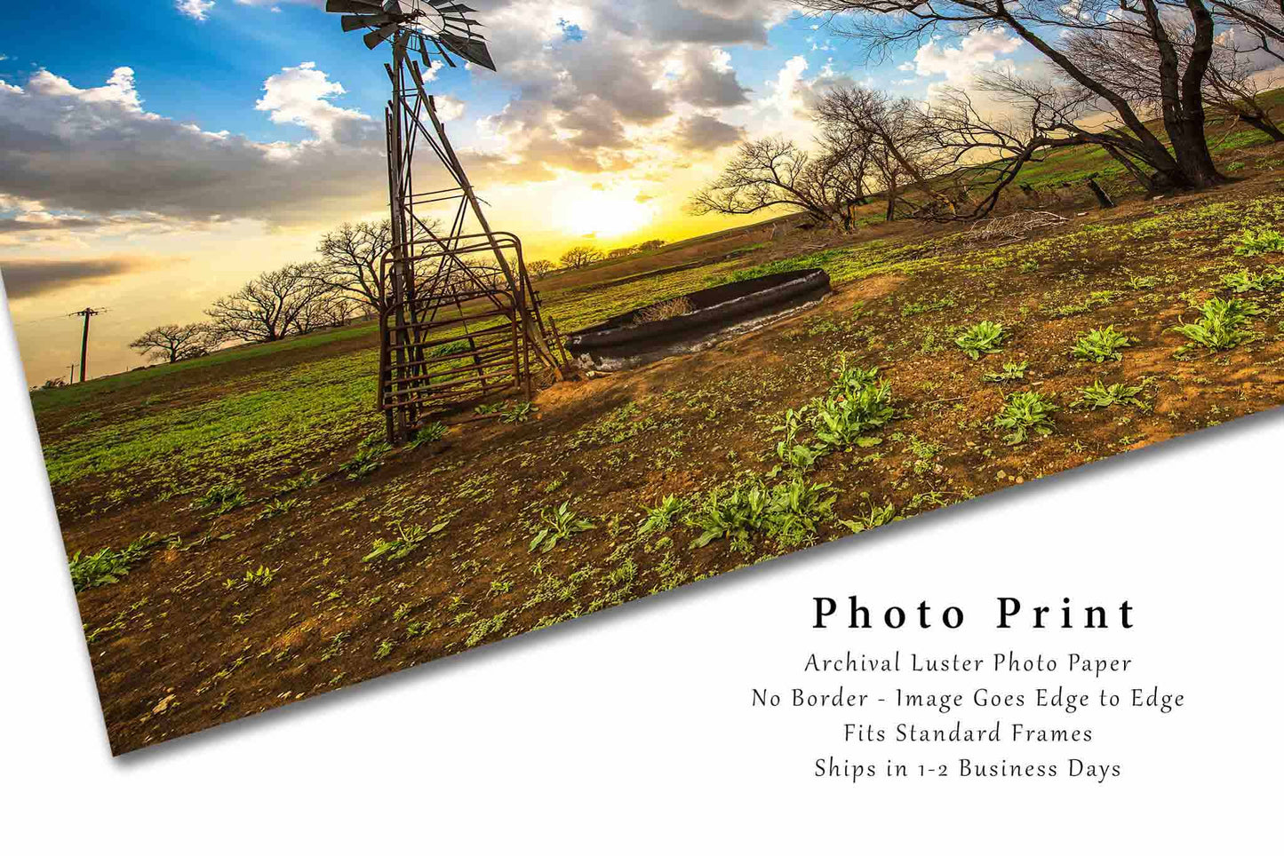 Country Photography Print | Windmill at Sunset Picture | Kansas Wall Art | Farm Photo | Farmhouse Decor | Not Framed