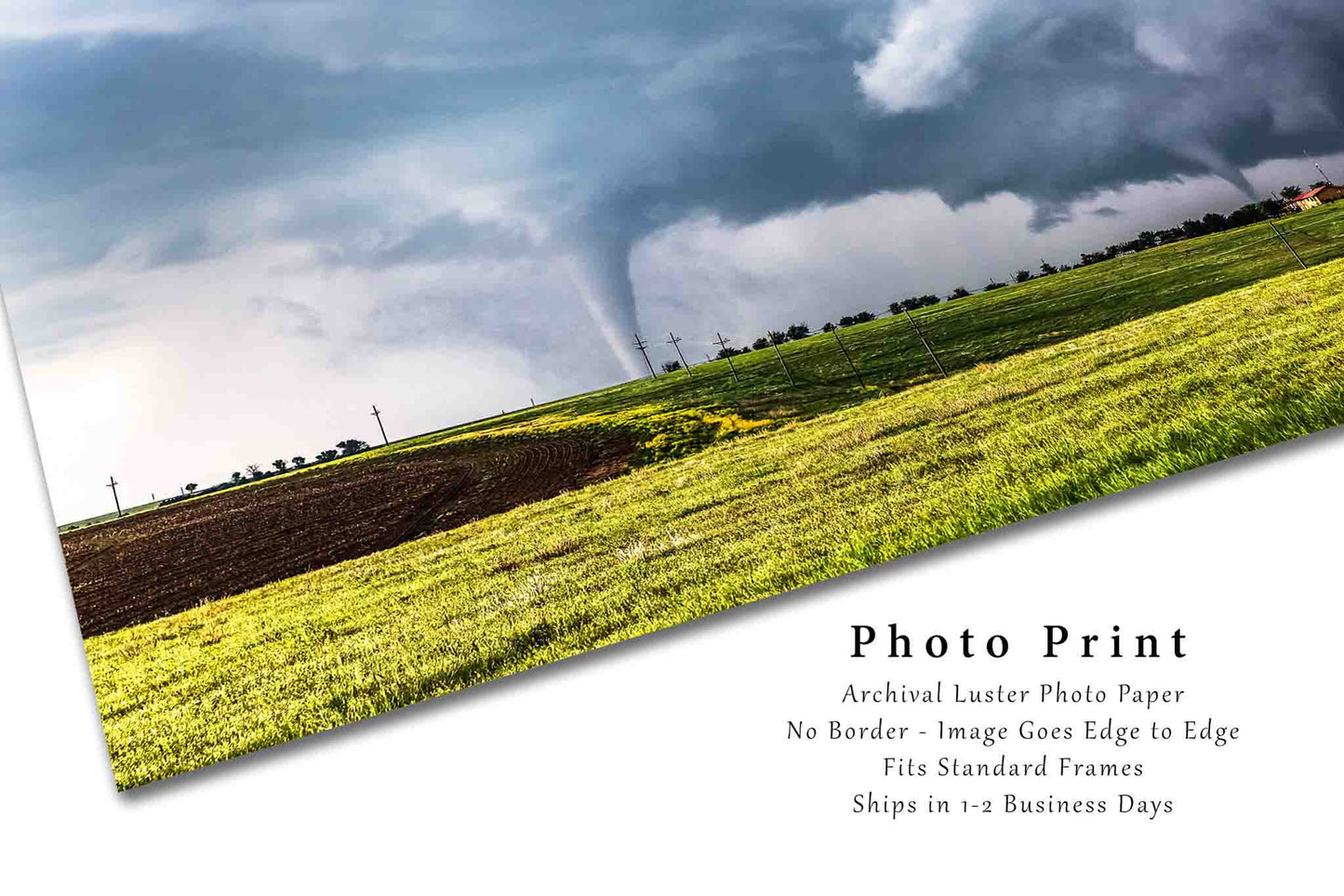Tornado Photography Print (Not Framed) Picture of Two Tornadoes at Same Time on Stormy Spring Day in Kansas Storm Wall Art Nature Decor