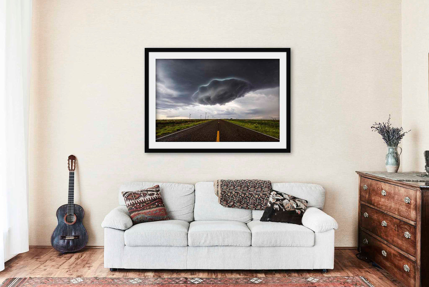 Thunderstorm Framed and Matted Print | Storm Cloud Over Highway Photo | Weather Decor | New Mexico Sky Photography | Nature Wall Art | Ready to Hang