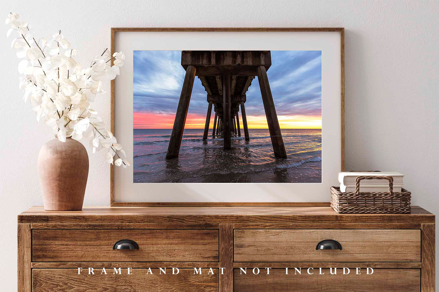 Pensacola Beach Pier Photography Print | Gulf Coast Picture | Coastal Sunset Wall Art | Florida Seascape Photo | Beach House Decor | Not Framed