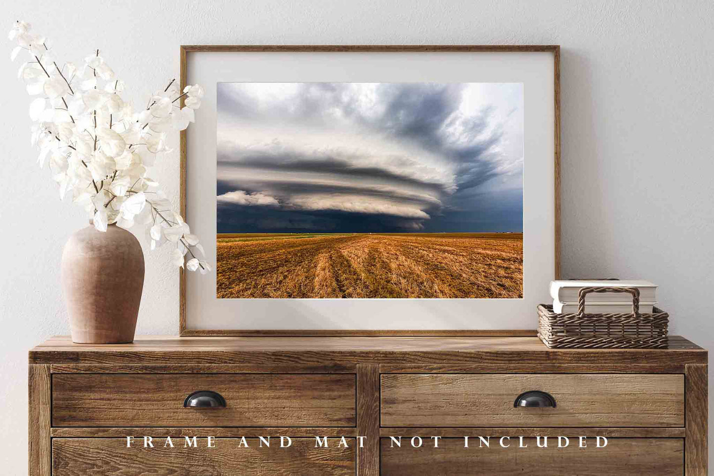 Storm Photography Print - Picture of Layered Supercell Thunderstorm Over Open Field in Kansas - Weather Home Decor Wall Art Photo Artwork
