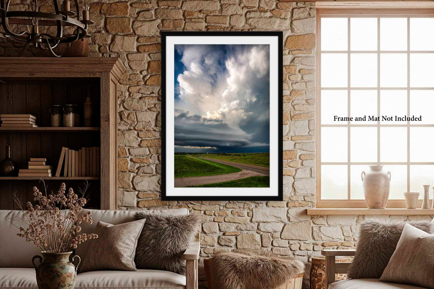 Storm Photography Print | Vertical Supercell Thunderstorm Picture | Kansas Wall Art | Stormy Sky Photo | Nature Decor | Not Framed