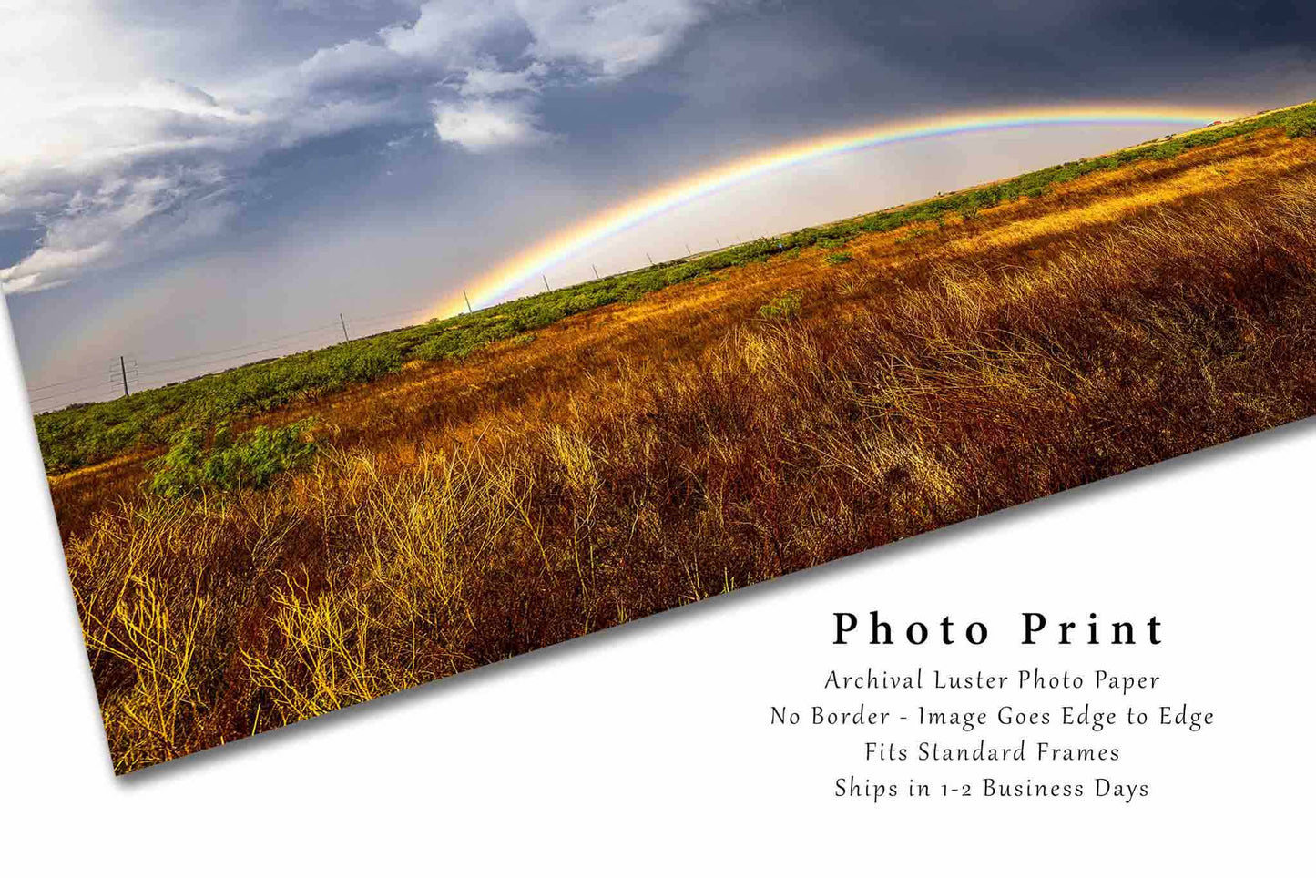 Rainbow Photography Print | Great Plains Picture | Stormy Sky Wall Art | Texas Photo | Nature Decor | Not Framed