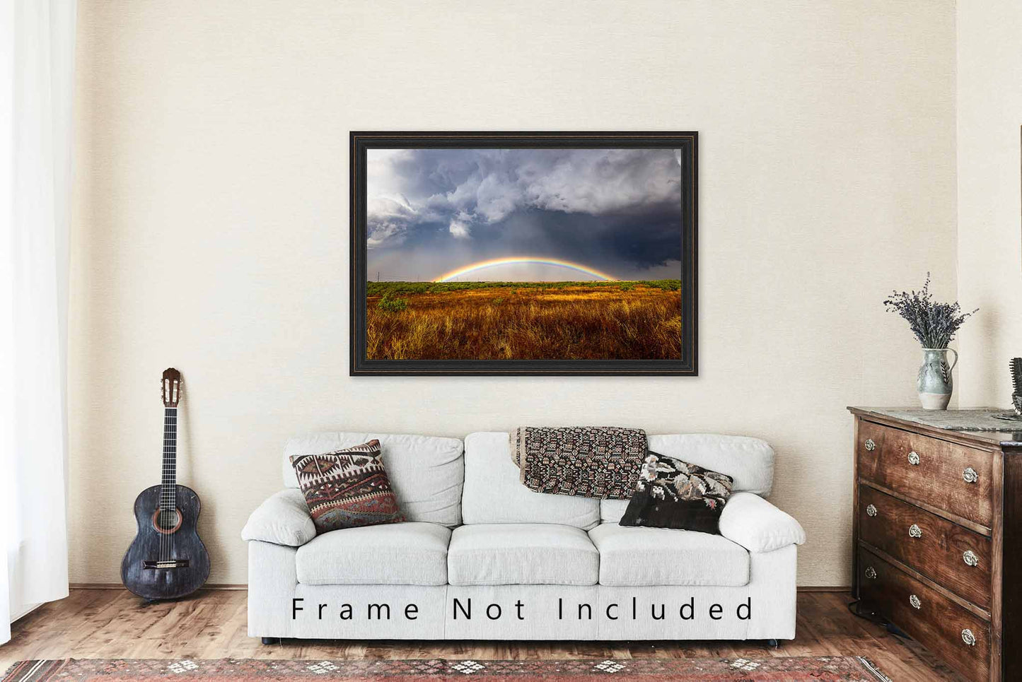 Rainbow Photography Print | Great Plains Picture | Stormy Sky Wall Art | Texas Photo | Nature Decor | Not Framed