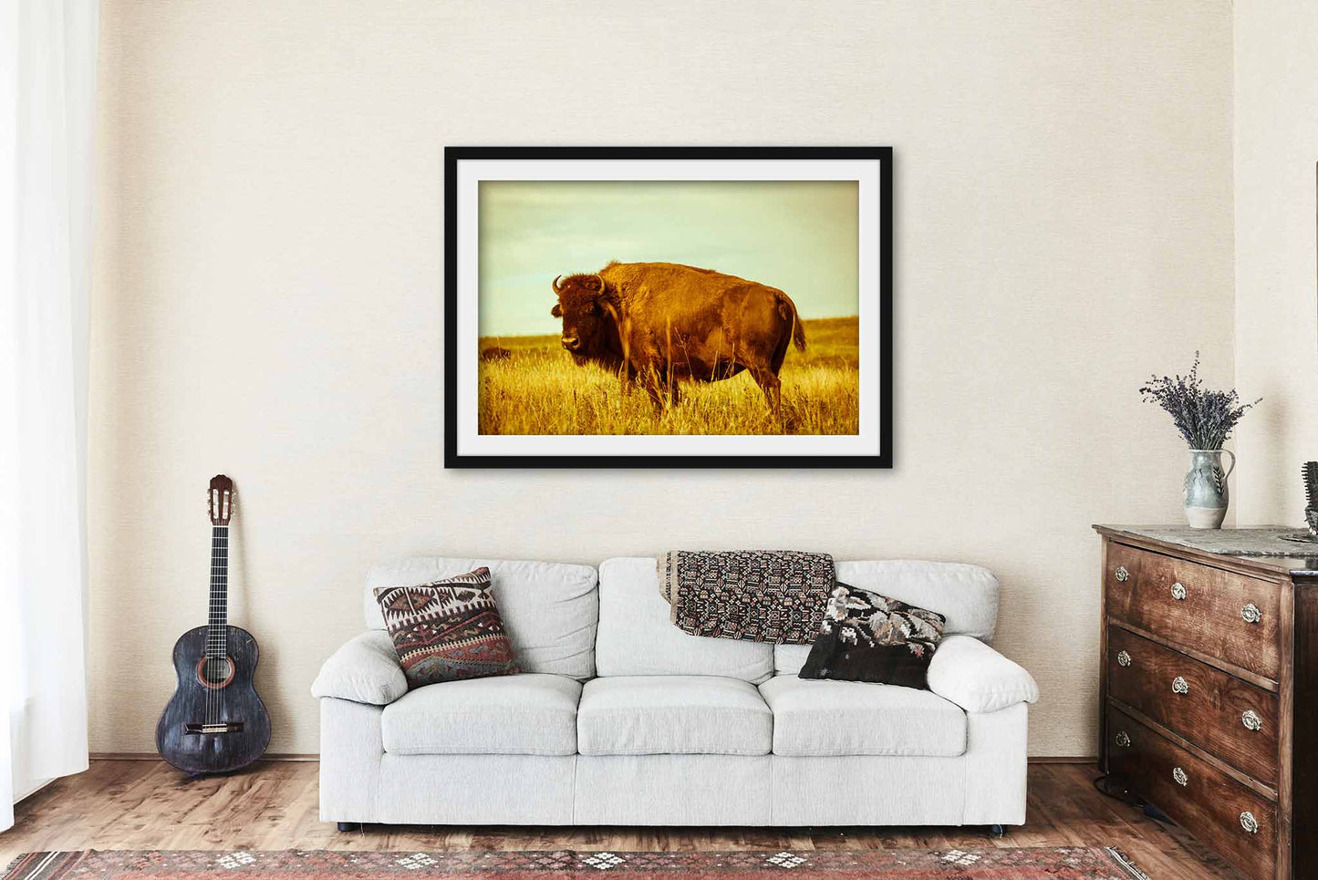 Buffalo Framed and Matted Print | Bison Photo | Tallgrass Prairie Decor | Oklahoma Photography | Western Wall Art | Ready to Hang