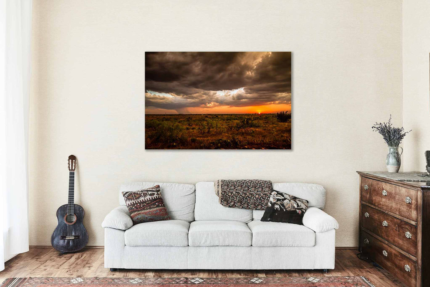 West Texas Canvas | Sunset Gallery Wrap | Stormy Sky Photography | High Desert Wall Art | Western Decor | Ready to Hang