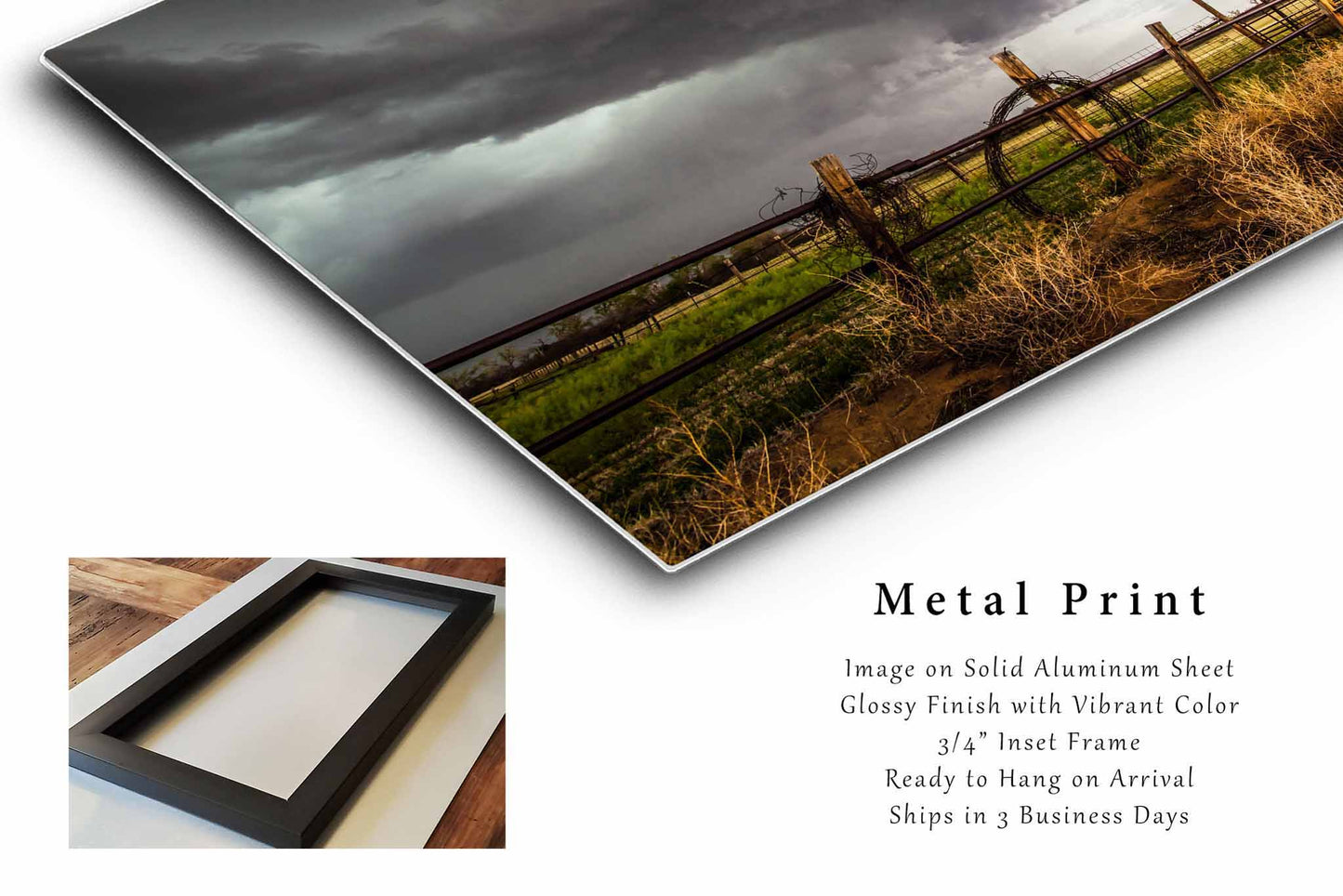 Storm Metal Print | Barbed Wire Photography | Thunderstorm Wall Art | Farm and Ranch Photo | Western Decor | Ready to Hang