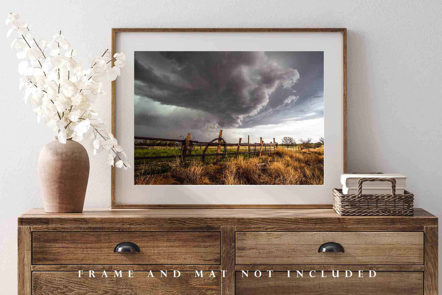 Storm Photography Print | Barbed Wire Picture | Thunderstorm Wall Art | Farm and Ranch Photo | Western Decor | Not Framed