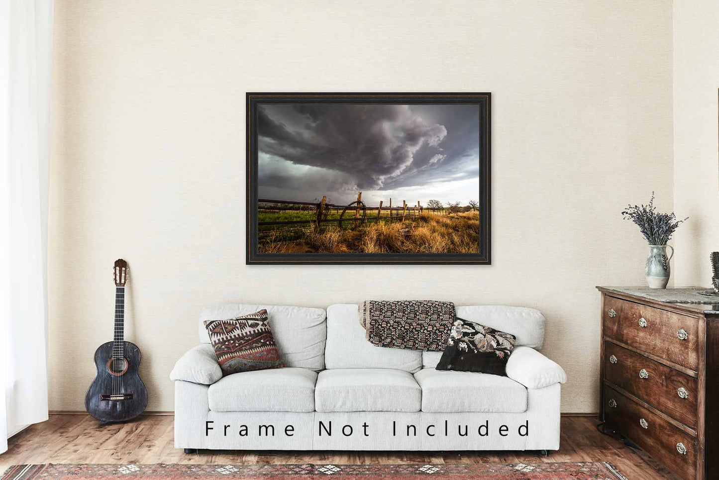 Storm Photography Print | Barbed Wire Picture | Thunderstorm Wall Art | Farm and Ranch Photo | Western Decor | Not Framed