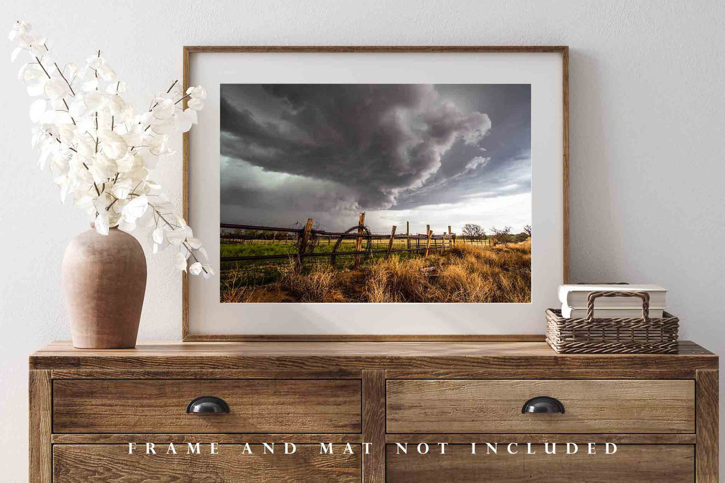 Storm Photo Print | Thunderstorm Over Barbed Wire Fence Picture | Oklahoma Wall Art | Thunderstorm Photography | Western Decor