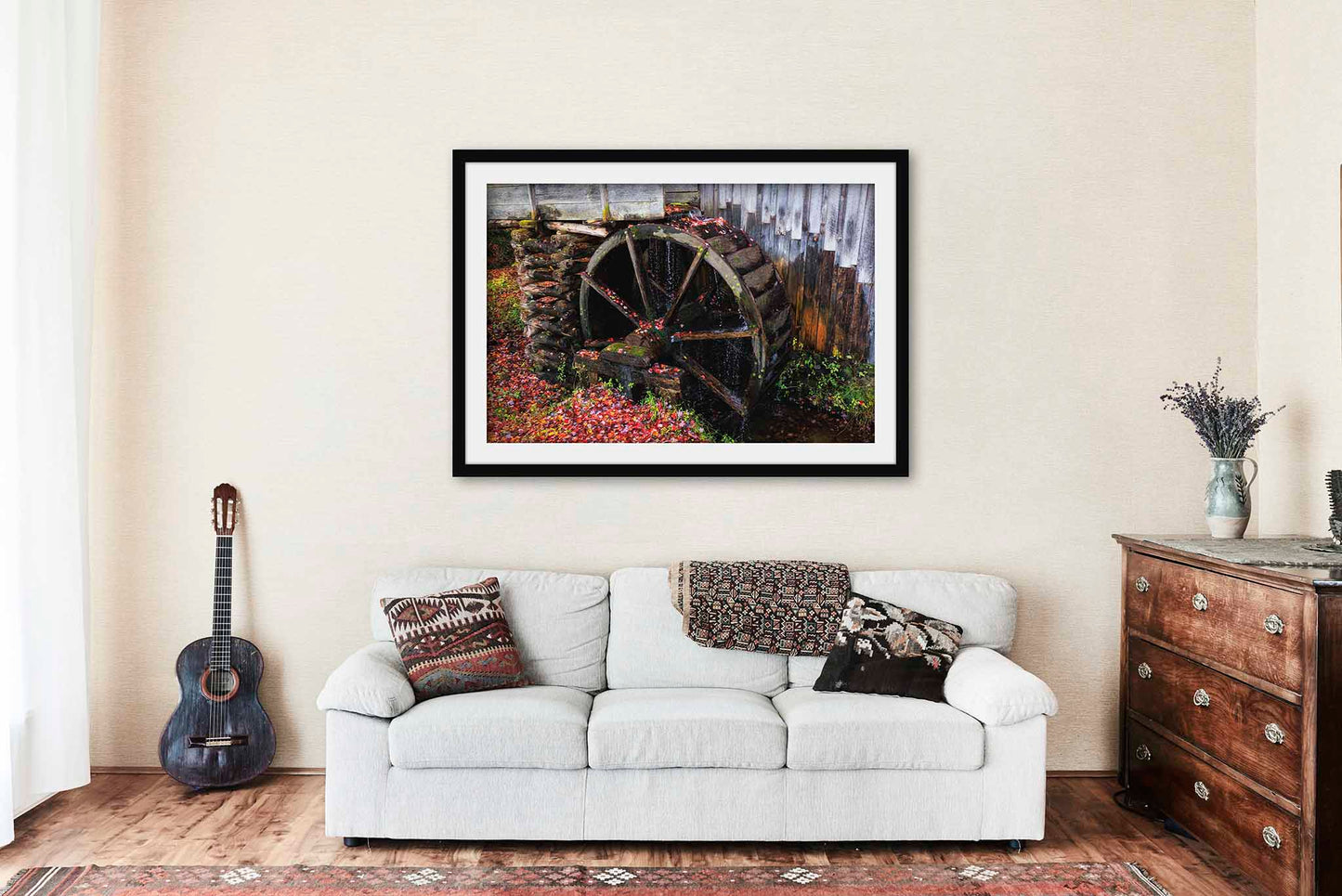 Grist Mill Wheel Framed and Matted Print | Country Photo | Great Smoky Mountains Decor | Tennessee Photography | Rustic Wall Art | Ready to Hang