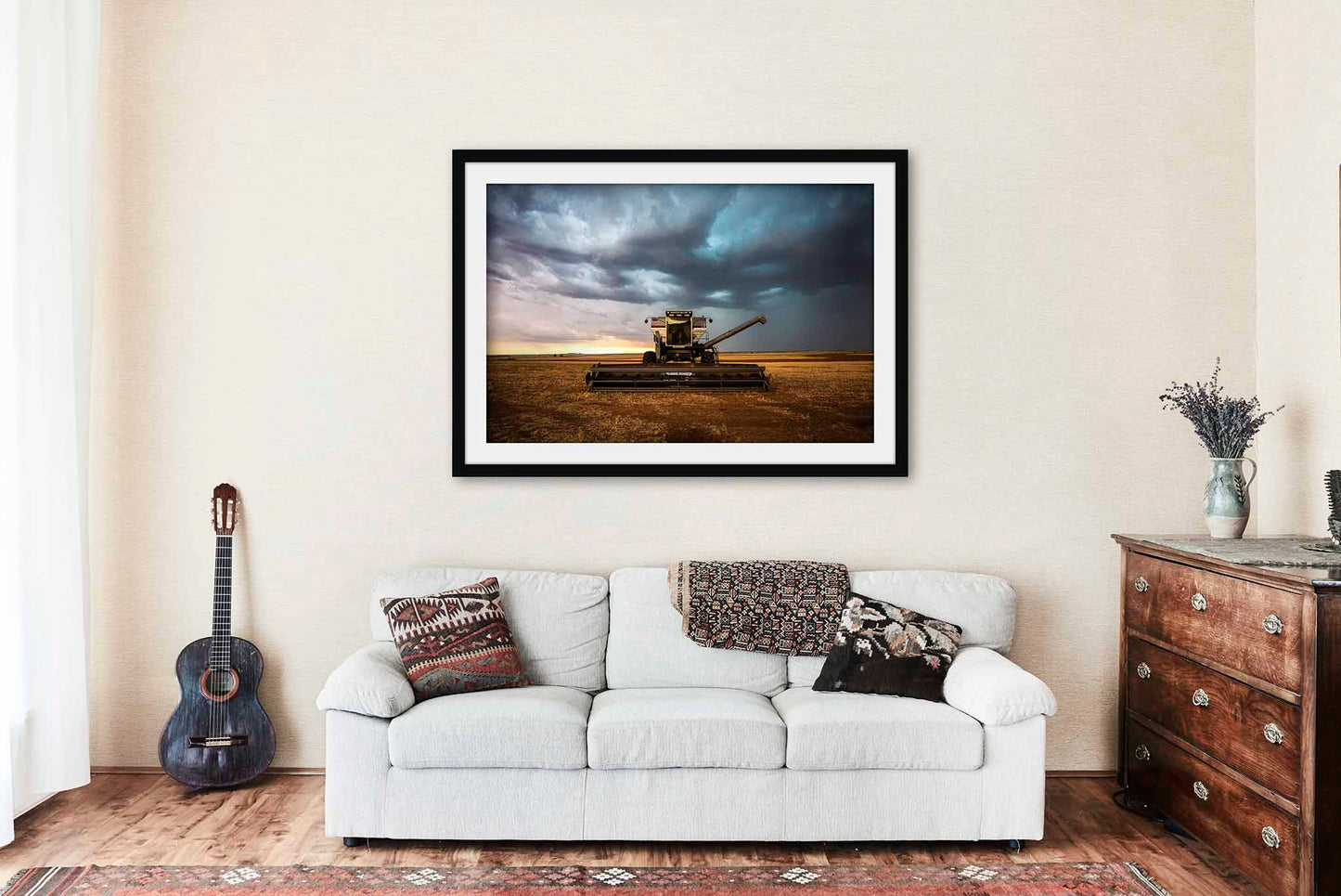 Combine Framed and Matted Print | Swather Photo | Farm Decor | Oklahoma Photography | Farmhouse Wall Art | Ready to Hang