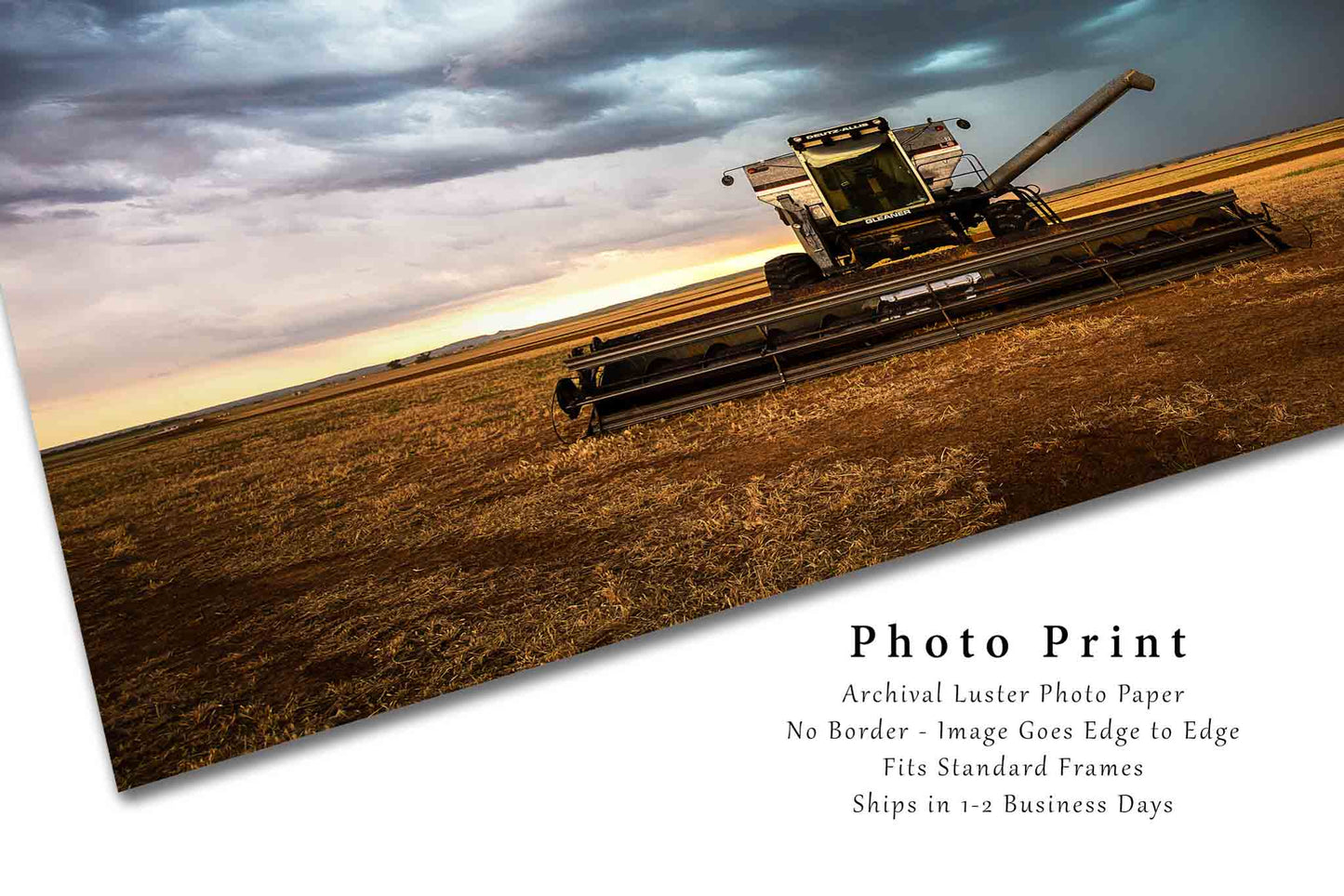 Farm Photography Print (Not Framed) Picture of Combine Swather on Stormy Day in Oklahoma Agriculture Wall Art Farmhouse Decor