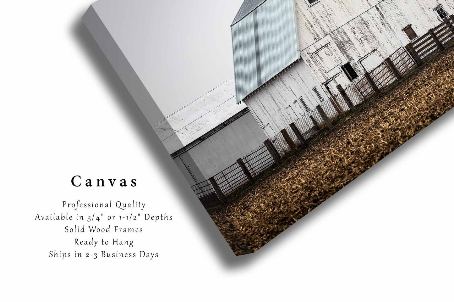 White Barn Canvas | Farm Gallery Wrap | Illinois Photography | Country Wall Art | Farmhouse Decor | Ready to Hang