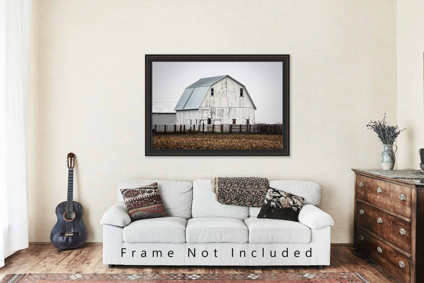 White Barn Photography Print | Farm Picture | Illinois Wall Art | Country Photo | Farmhouse Decor | Not Framed