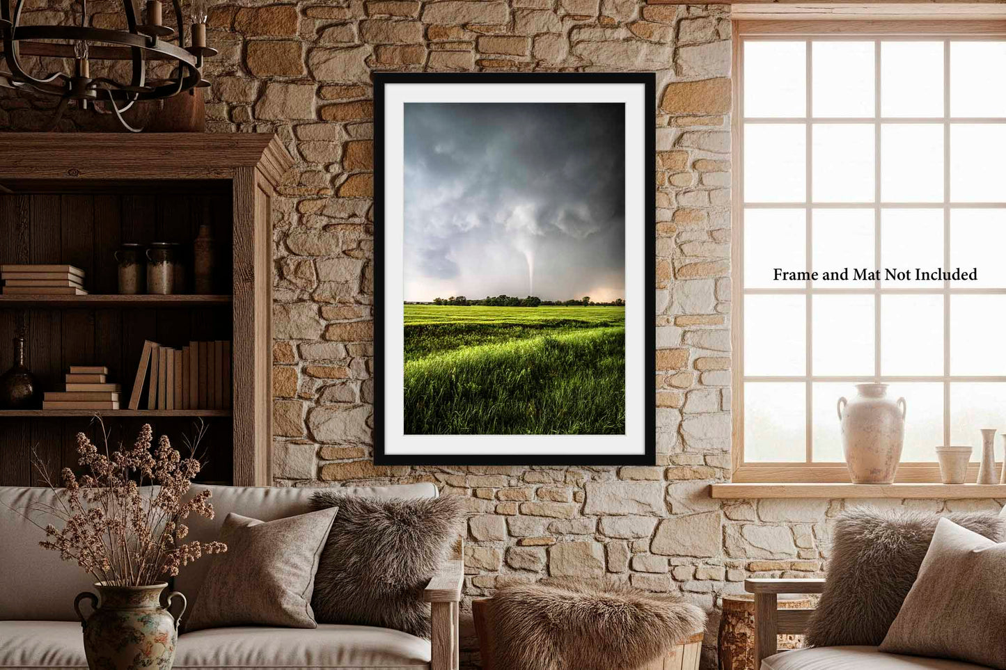 Tornado Photography Print | Vertical Storm Picture | Weather Wall Art | Kansas Landscape Photo | Weather Decor | Not Framed