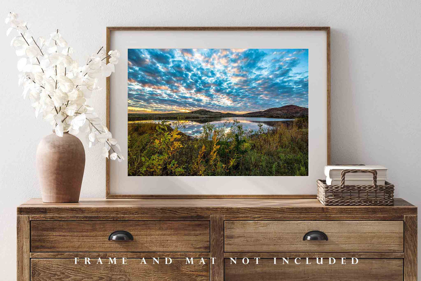 Wichita Mountains Photography Print (Not Framed) Picture of Scenic Sky Over Lake at Sunset on Autumn Evening in Oklahoma Great Plains Wall Art Nature Decor