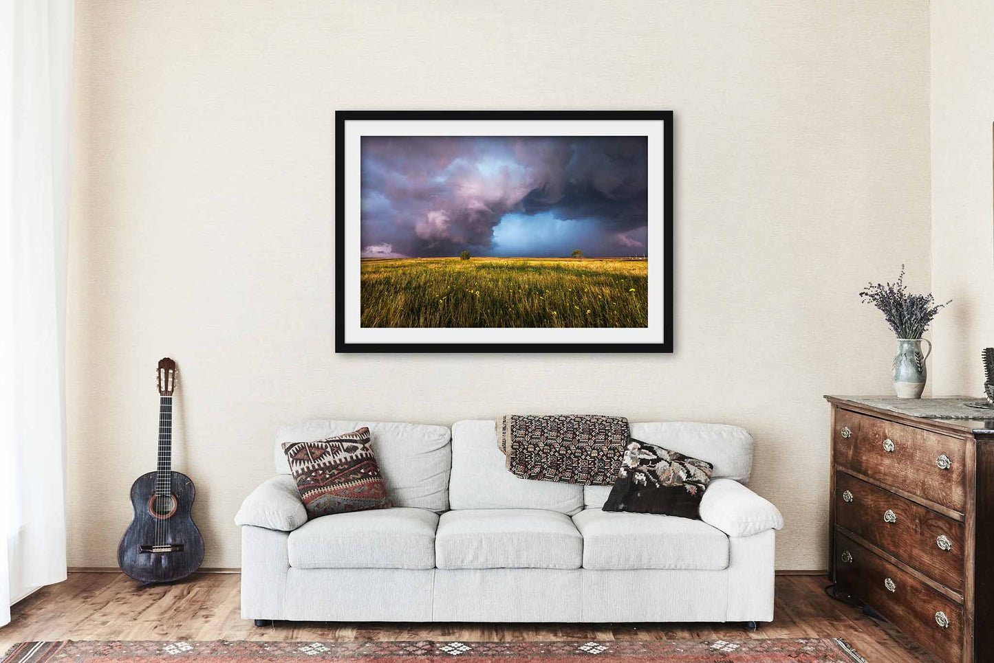Storm Framed and Matted Print | Supercell Thunderstorm Photo | Oklahoma Prairie Decor | Weather Photography | Nature Wall Art | Ready to Hang