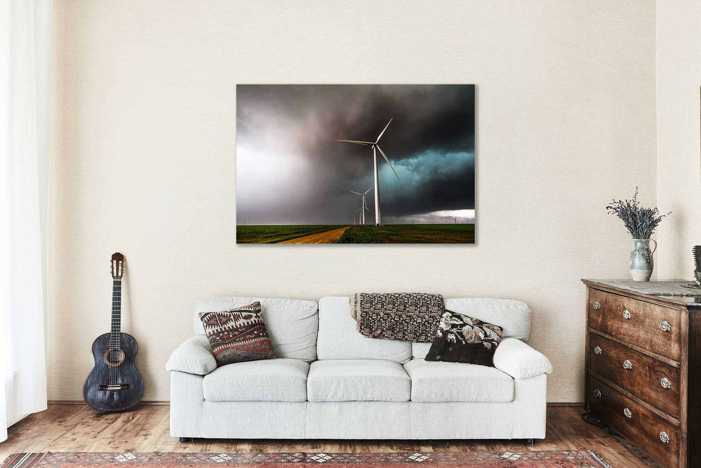 Wind Turbines Metal Print | Storm Photography | Thunderstorm Wall Art | Texas Photo | Renewable Energy Decor | Ready to Hang