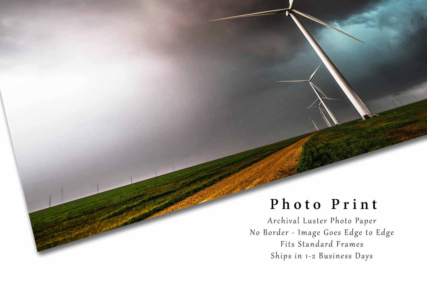 Wind Turbines Photography Print | Storm Picture | Thunderstorm Wall Art | Texas Photo | Energy Decor | Not Framed