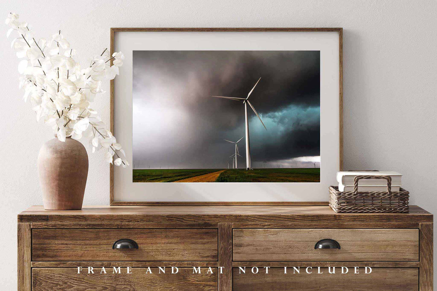 Wind Turbines Photography Print | Storm Picture | Thunderstorm Wall Art | Texas Photo | Energy Decor | Not Framed