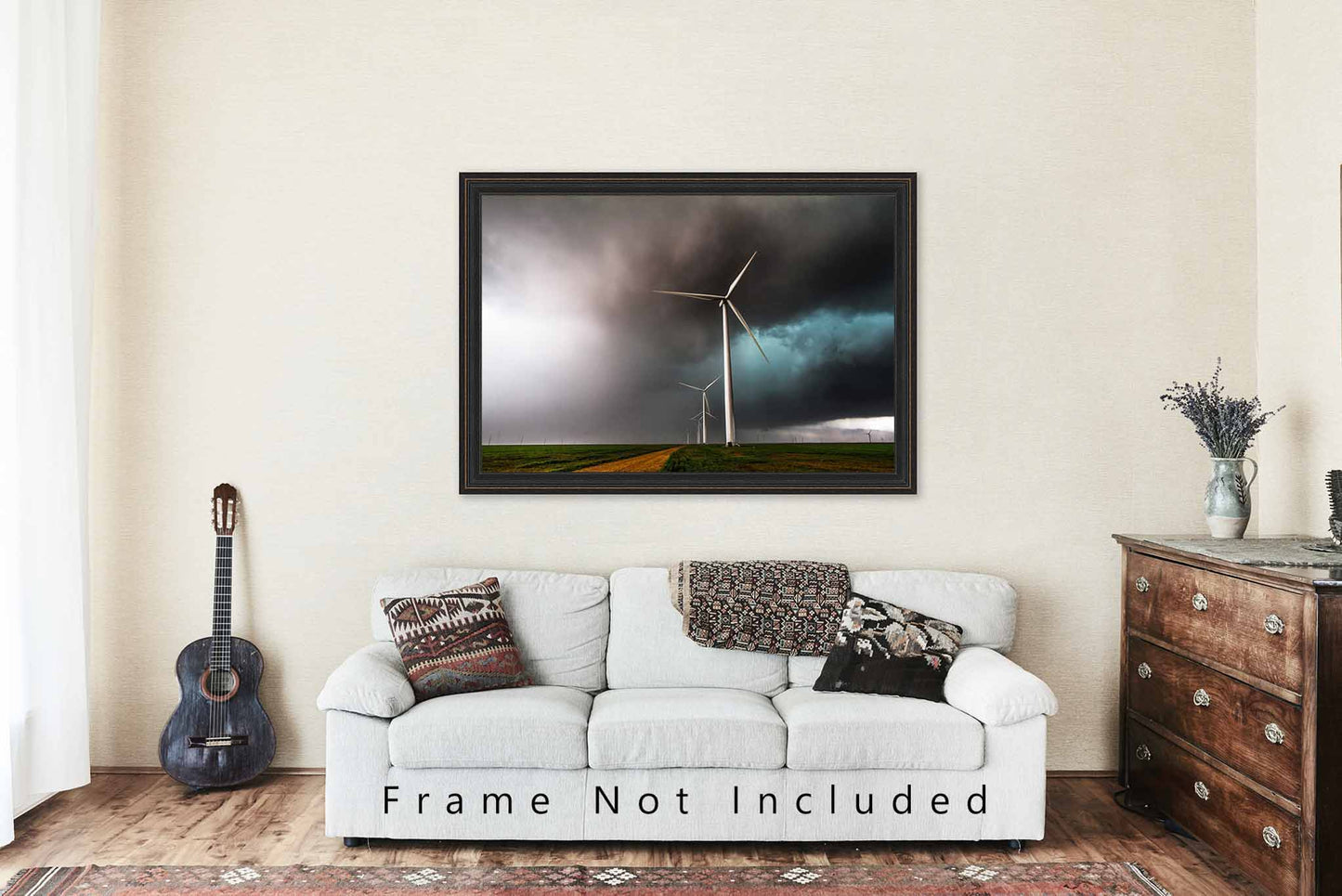 Wind Turbines Photography Print | Storm Picture | Thunderstorm Wall Art | Texas Photo | Energy Decor | Not Framed