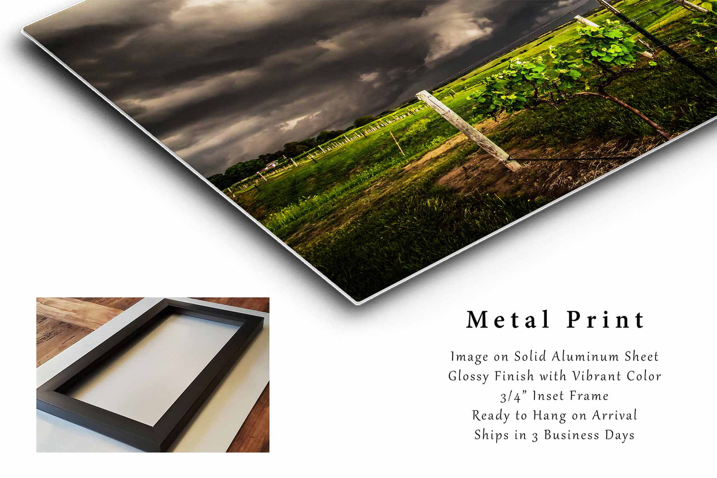Storm Metal Print | Nebraska Vineyard Grape Vines Thunderstorm Plains Weather Landscape Wall Art