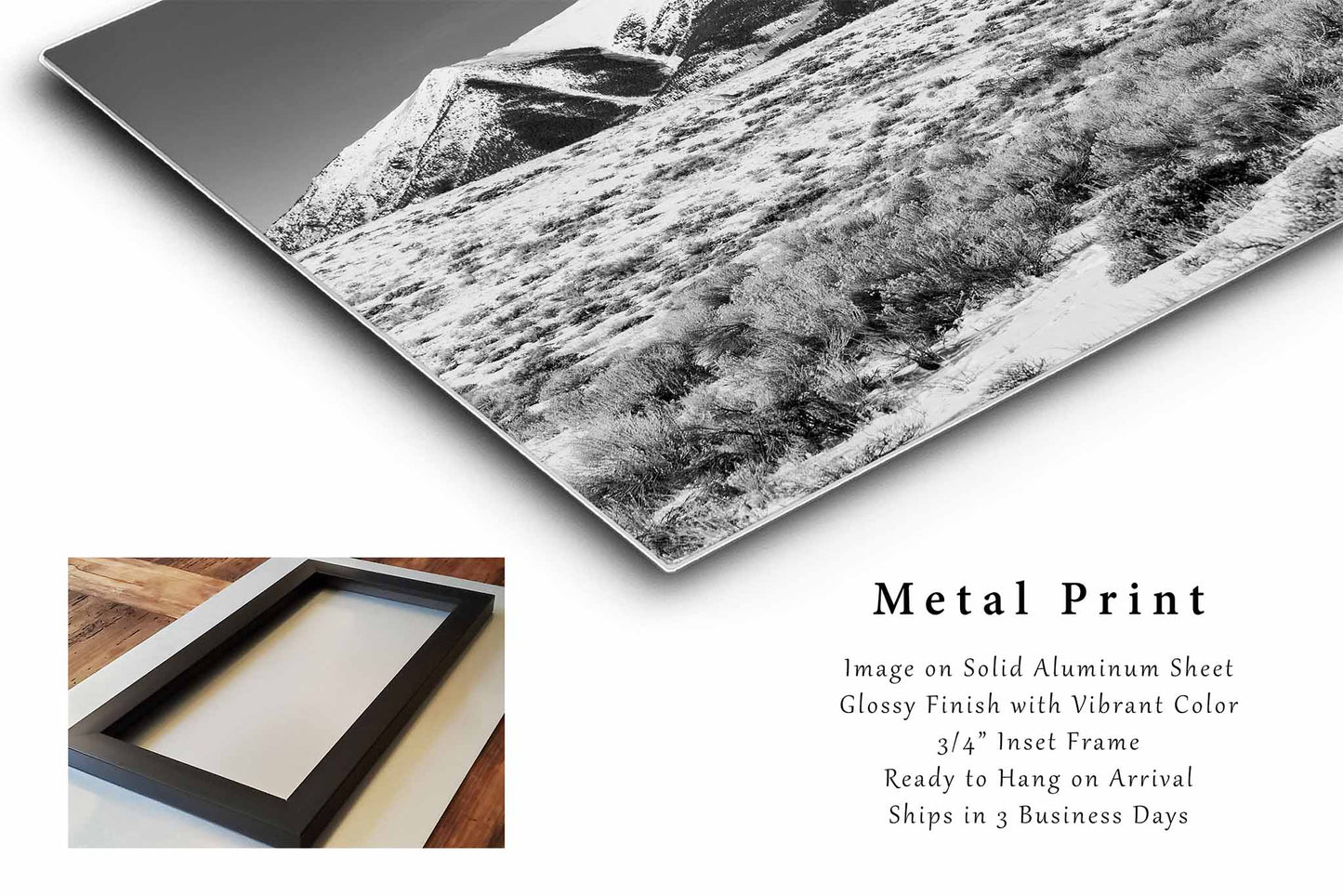 Mount Elbert Metal Print | Colorado Rocky Mountains Black and White Snowy Landscape Photography Wall Art Decor