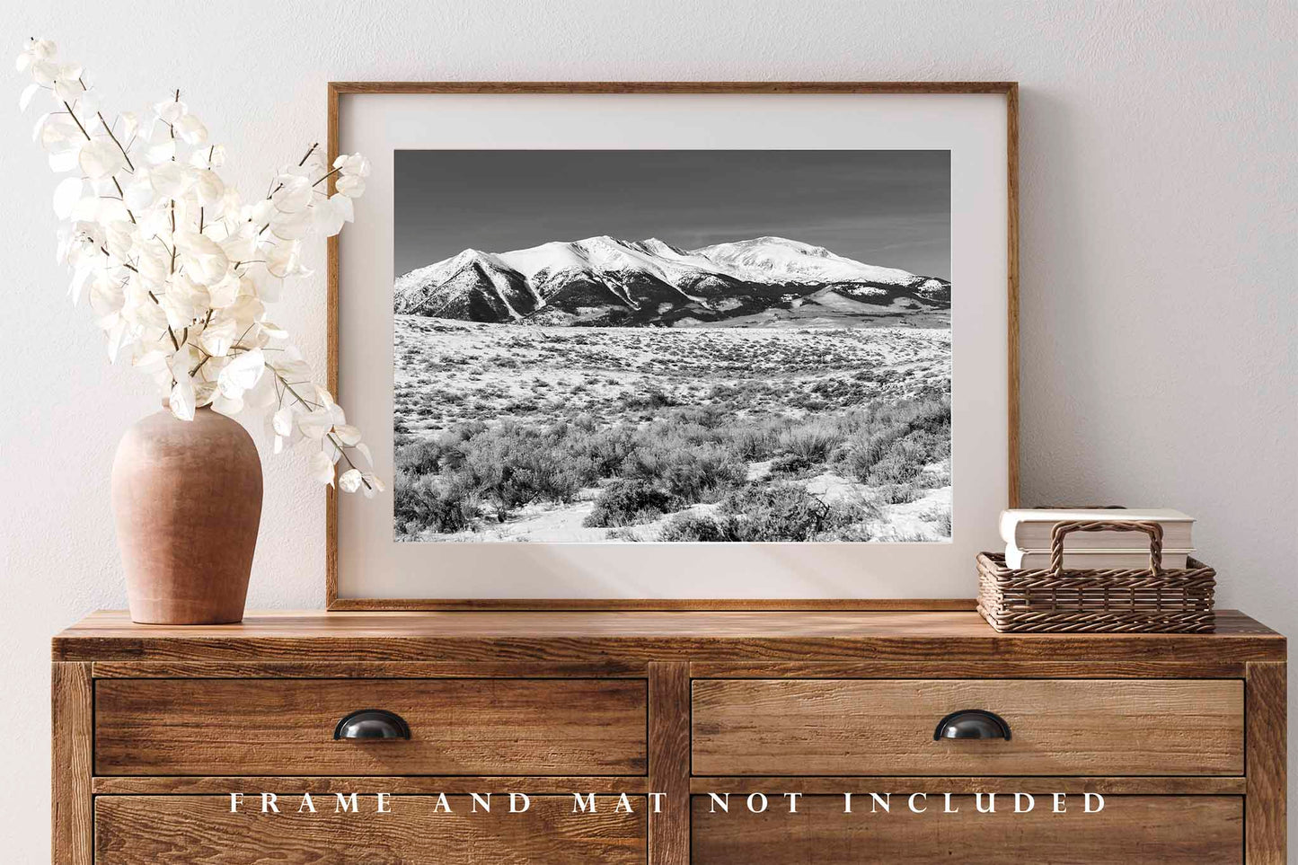 Mount Elbert Photography Print | Colorado Rocky Mountains Black and White Snowy Landscape Wall Art Decor | Unframed