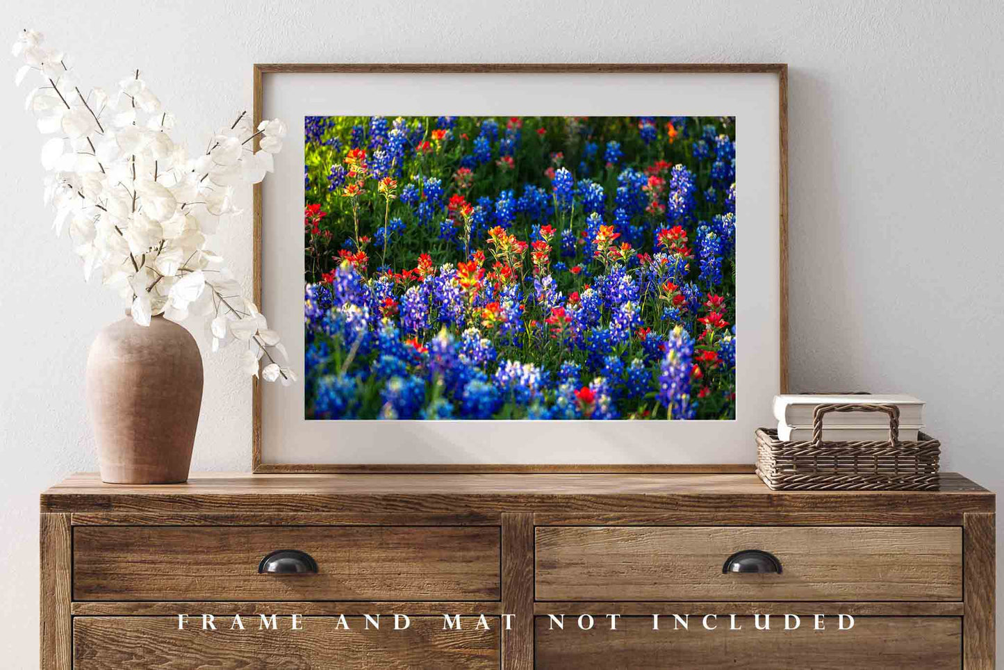 Wildflower Photography Print (Not Framed) Picture of Bluebonnets and Indian Paintbrush in Texas Flower Wall Art Floral Decor
