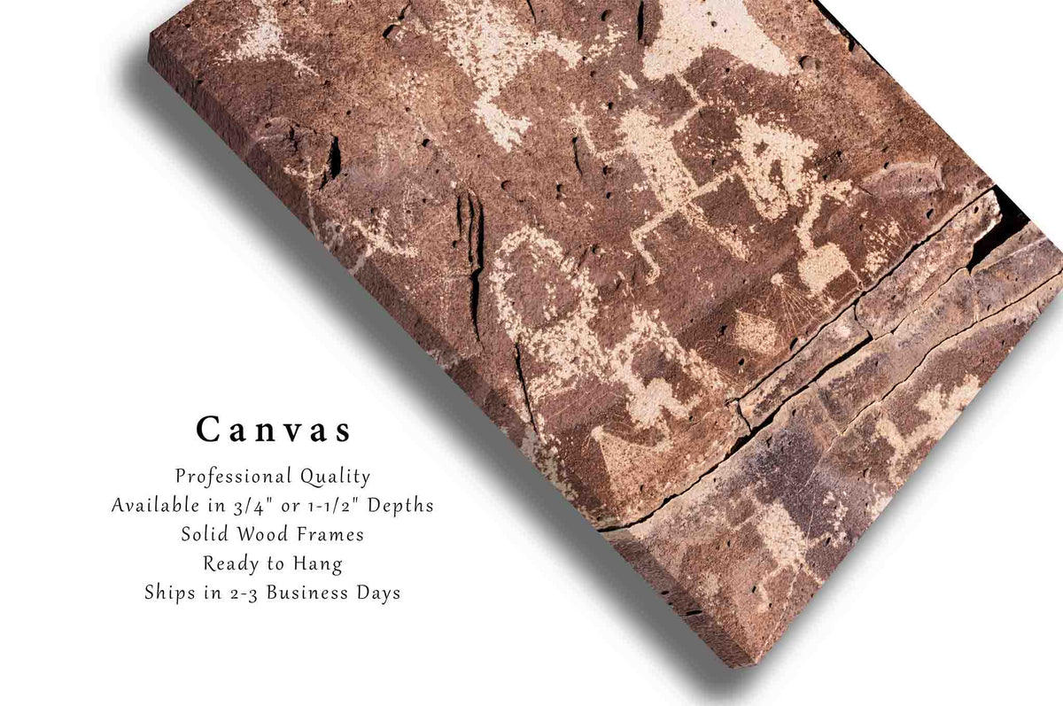 Petroglyphs in Santa Fe New Mexico Canvas Wall Art | Vertical Ancient Rock Photography Southwestern Decor