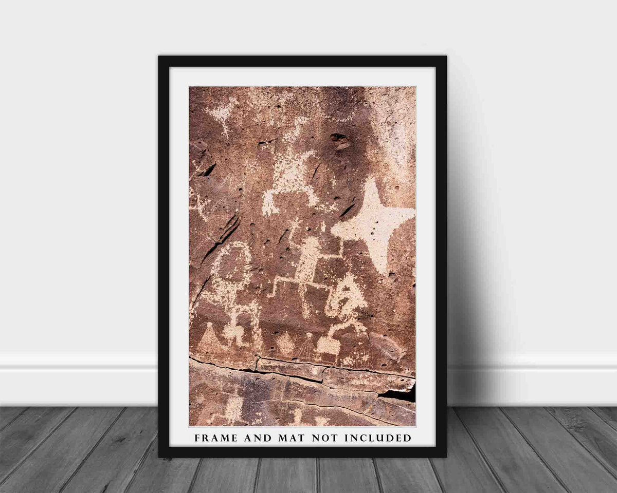 Petroglyphs in Santa Fe New Mexico Photo Print (Unframed) | Vertical Ancient Rock Wall Art Southwestern Decor