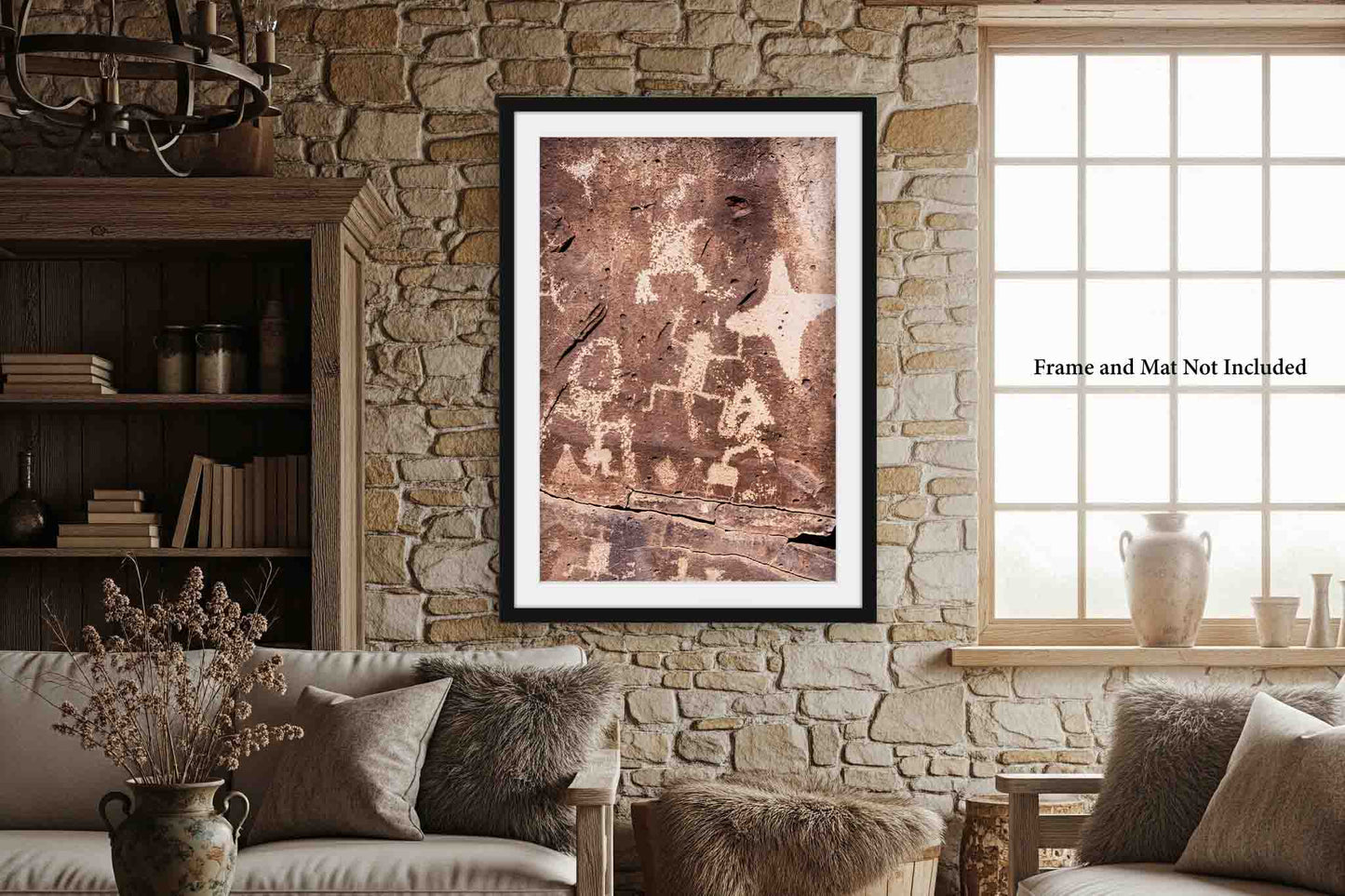 Petroglyphs in Santa Fe New Mexico Photo Print (Unframed) | Vertical Ancient Rock Wall Art Southwestern Decor