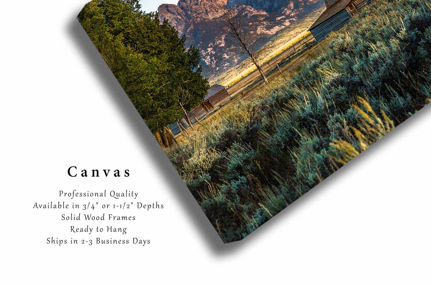 Grand Teton Canvas | Moulton Barn Gallery Wrap | Rocky Mountain Photography | Wyoming Landscape Wall Art | Western Decor | Ready to Hang