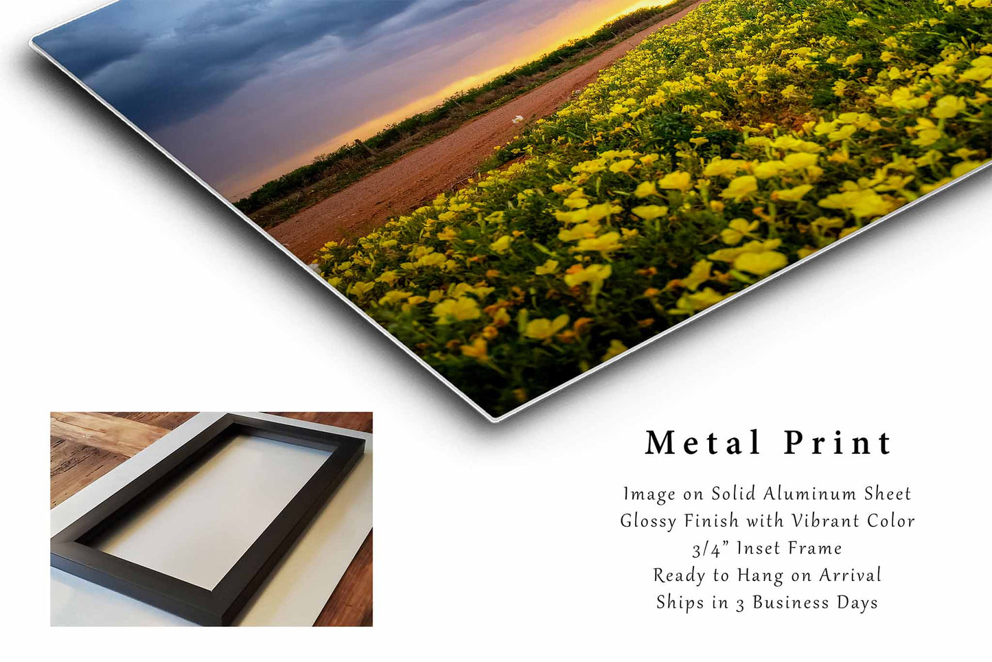 Wildflower Metal Print | Country Landscape Photography | Stormy Sunset Wall Art | Texas Photo | Great Plains Decor | Ready to Hang
