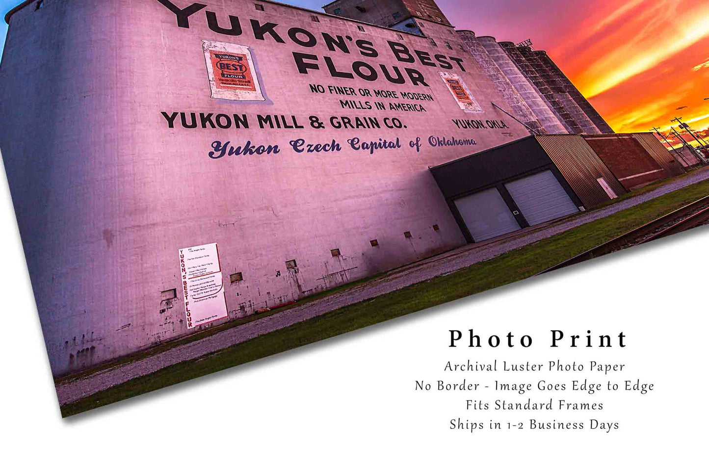 Route 66 Photography Print - Picture of Yukon Oklahoma Flour Mill at Sunset Memorabilia Photo Landmark Home Decor 4x6 to 40x60