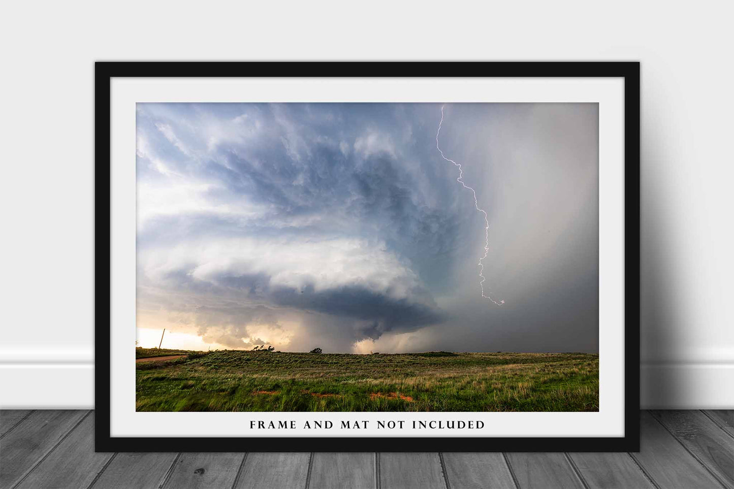 Storm Photography Print | Supercell Thunderstorm with Lightning Picture | Stormy Weather Wall Art | Oklahoma Sky Photo | Nature Decor | Not Framed