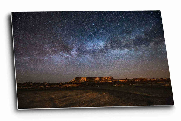 Celestial metal print on aluminum of the Milky Way spanning the night sky over a mesa in the Arizona desert by Sean Ramsey of Southern Plains Photography.