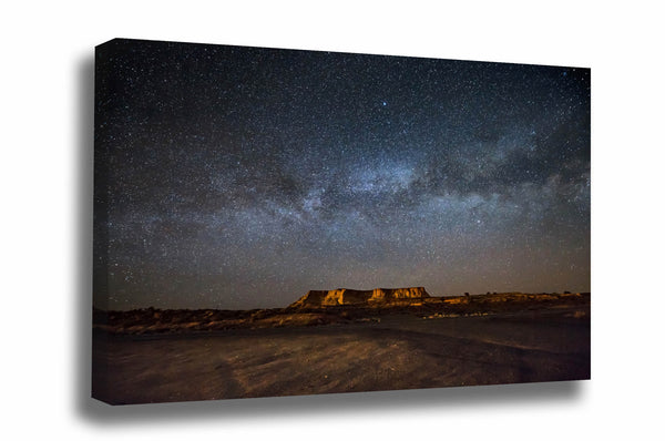 Celestial canvas wall art of the Milky Way spanning the night sky over a mesa on a starry night in the Arizona desert by Sean Ramsey of Southern Plains Photography.