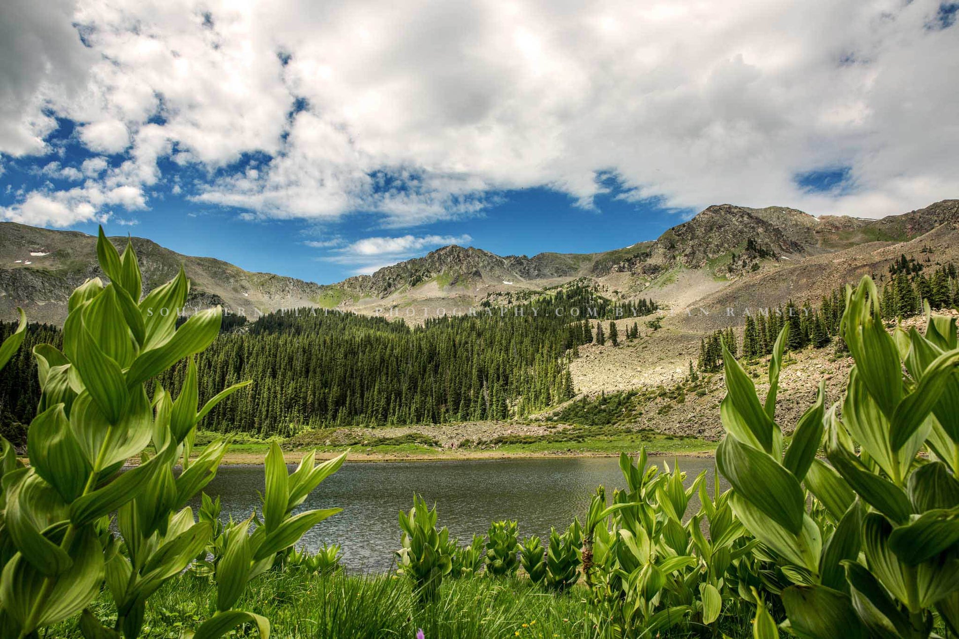 Rocky Mountain photography print of Williams Lake on a summer day in the Sangre de Cristo range near Taos Ski Valley, New Mexico by Sean Ramsey of Southern Plains Photography.