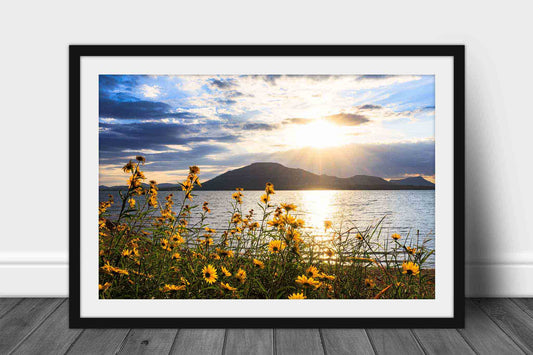 Framed Wichita Mountains print of Mount Scott overlooking Lake Lawtonka on an autumn evening in Oklahoma by Sean Ramsey of Southern Plains Photography.