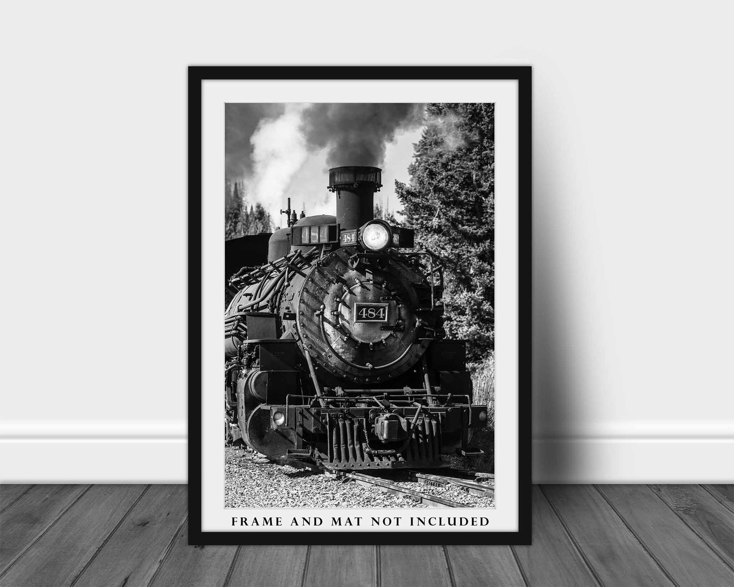 Train Photography Print | Vertical Steam Engine Picture | Black and White Locomotive Wall Art | Colorado Photo | Railroad Decor | Not Framed