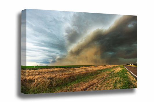Storm gallery wrapped canvas wall art of a thunderstorm creating a haboob on a stormy day on the plains of Colorado by Sean Ramsey of Southern Plains Photography.