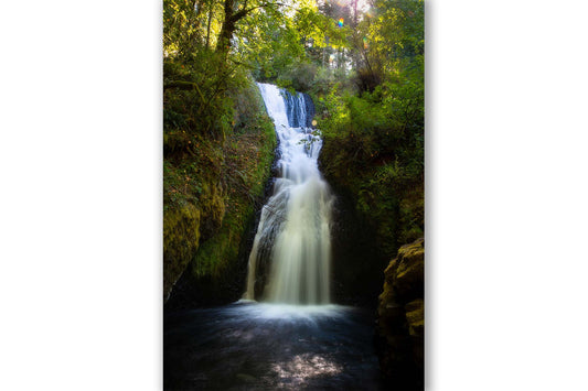 Vertical Pacific Northwest photography print of Bridal Veil Falls on a summer day along the Columbia River Gorge in Oregon by Sean Ramsey of Southern Plains Photography.