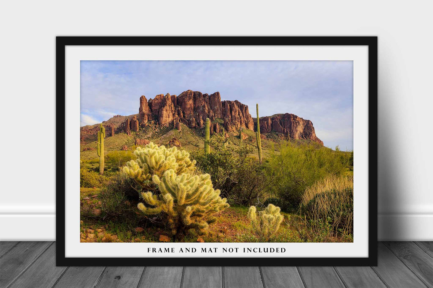 Superstition Mountains Photography Print | Cholla Cactus Picture | Lost Dutchman Wall Art | Arizona Landscape Photo | Desert Southwest Decor | Not Framed