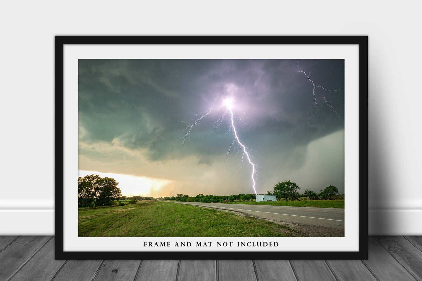 Lightning Storm Picture - Fine Art Weather Photography Print of Close Lightning Bolt in Thunderstorm in Kansas Nature Wall Art Photo Decor