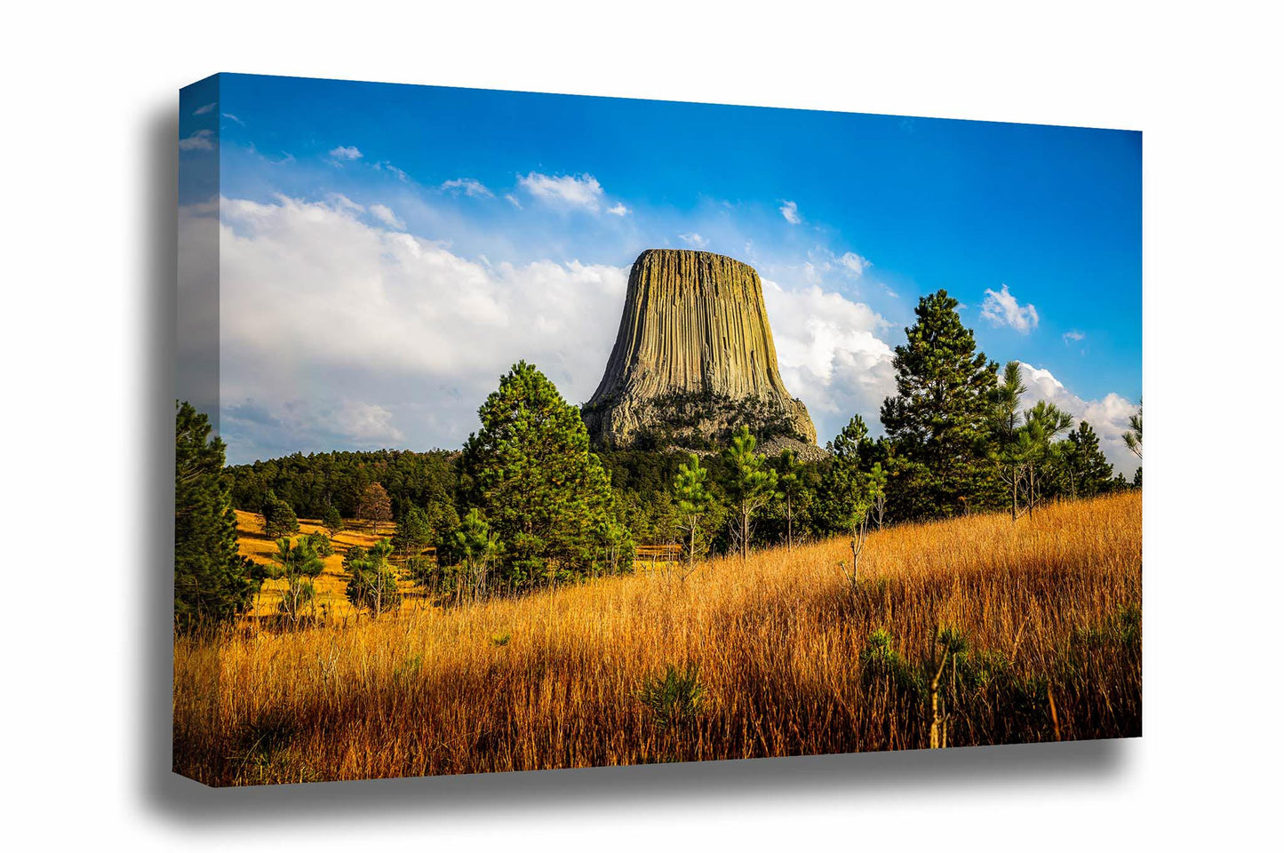 Western landscape canvas wall art of Devils Tower on an autumn day in the Black Hills of Northeastern Wyoming by Sean Ramsey of Southern Plains Photography.