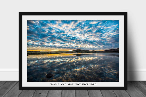 Oklahoma Photography Print - Picture of Scenic Sky Reflecting Off Water at Lake in Wichita Wildlife Refuge - Landscape Wall Art Photo Decor