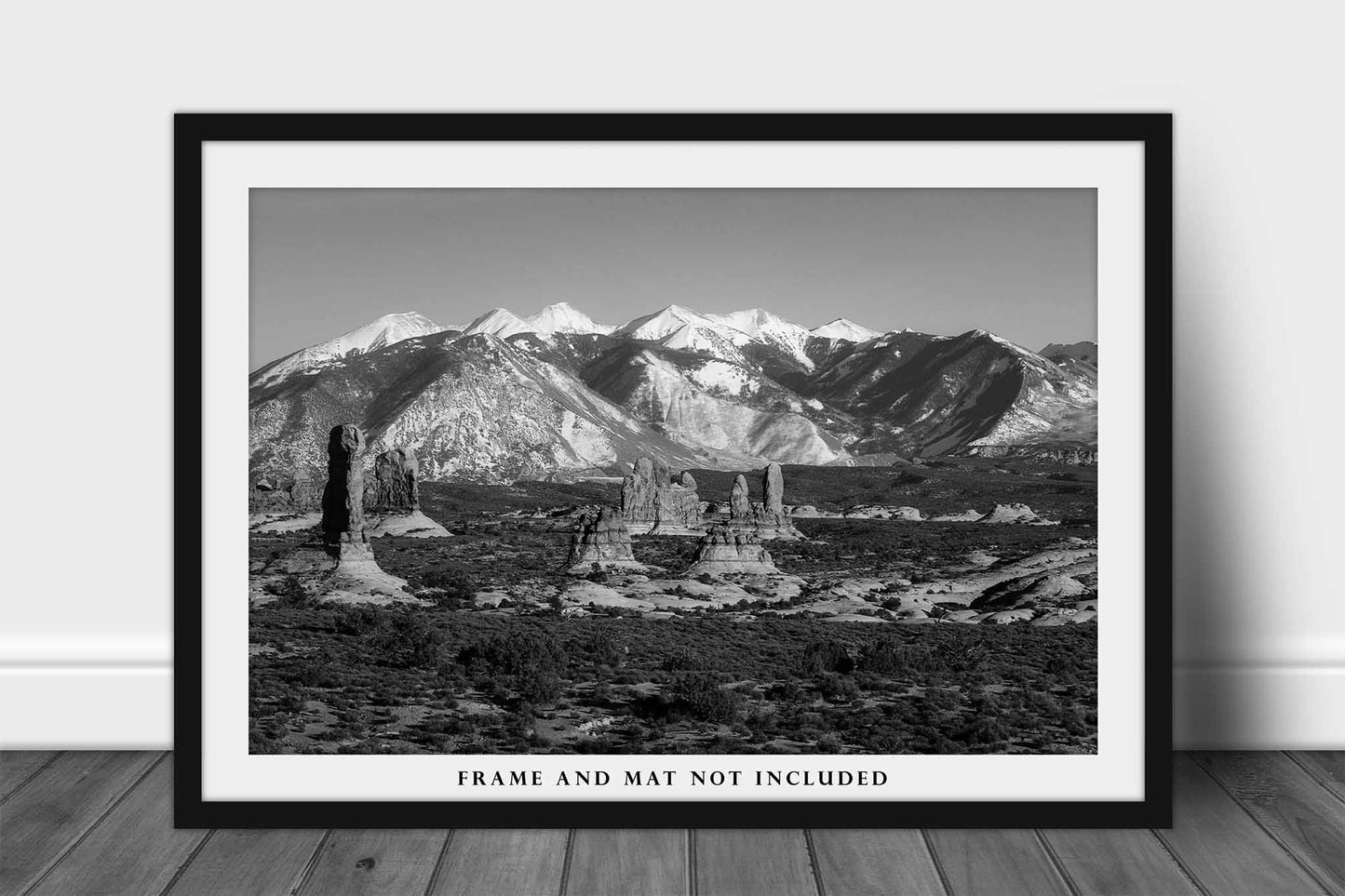 Arches National Park Photography Print | Black and White Picture | La Sal Mountains Wall Art | Utah Landscape Photo | Nature Decor | Not Framed