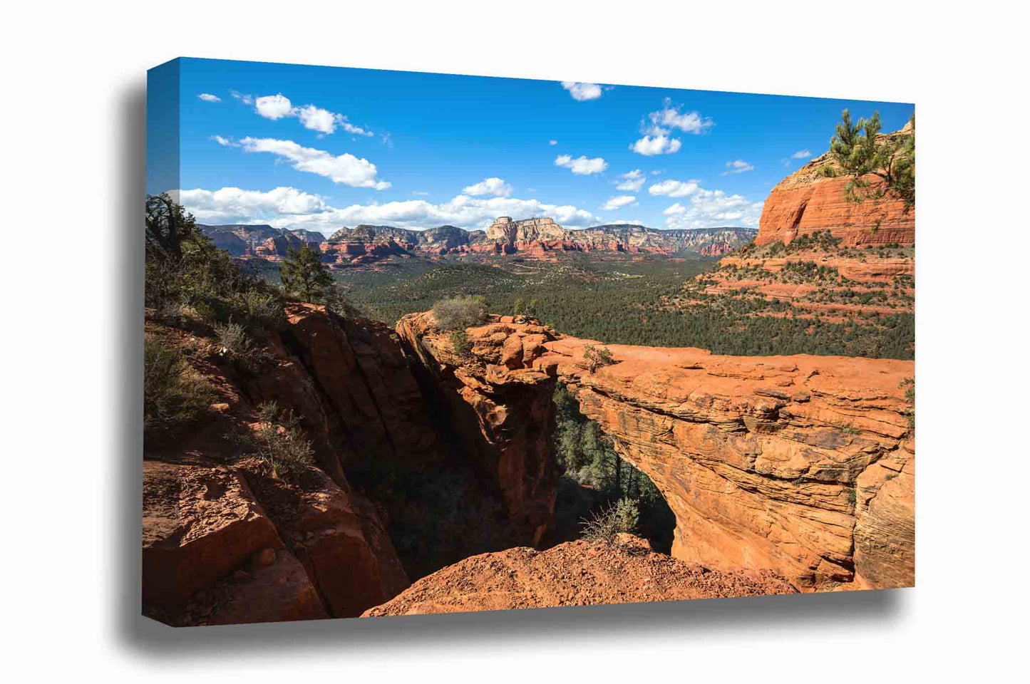 Desert southwest canvas wall art of Devil's Bridge and surrounding landscape on a spring day near Sedona, Arizona by Sean Ramsey of Southern Plains Photography.
